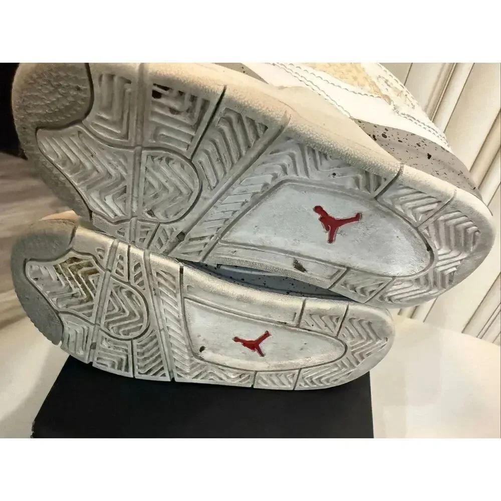 Air Jordan Toddler 4 Retro Leather Lace Up Sneaker Shoes White Oreo Size 7C